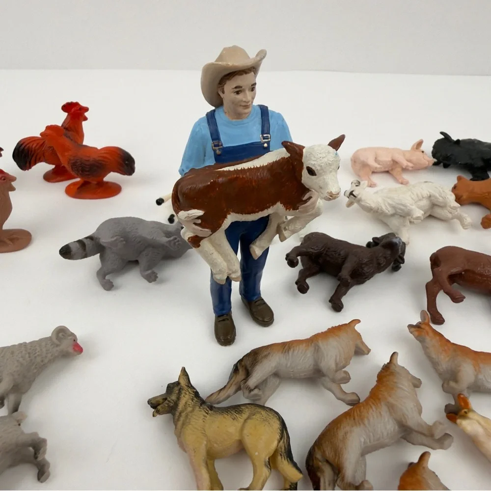 Safari Ltd Farmer Mike Animal Figures Lot Cows Chickens Elk Toys